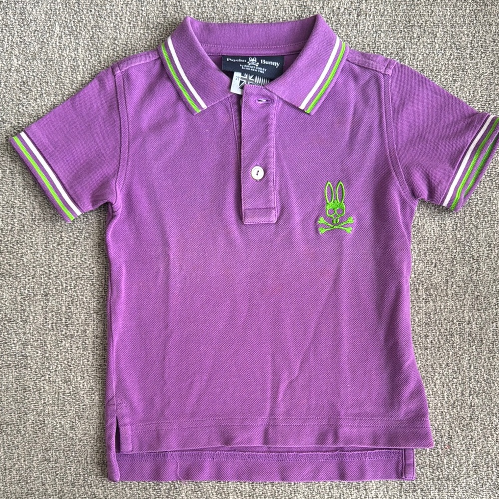 Purple Polo Shirt with Green Accents 2T